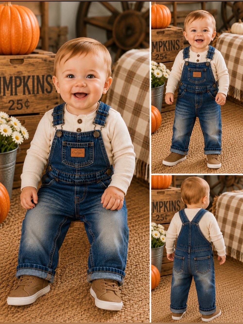 ⚡️469 Carter’s Classic Denim Overalls 12 Months Cotton Adjustable Strap Baby